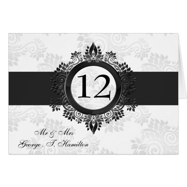 silver monogram table seating card (Front Horizontal)