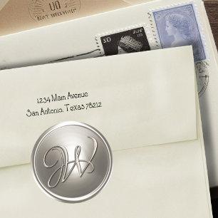 Silver Monogram W Envelope Seal