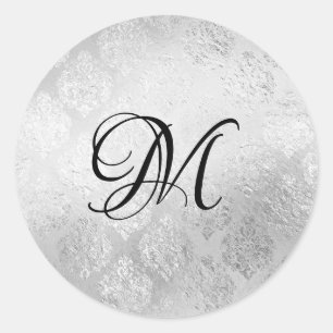 Silver Monogram Wedding Sticker