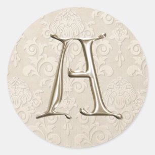 Silver Monogram Wedding Stickers - letter A
