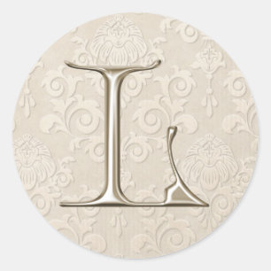 Silver Monogram Wedding Stickers - letter L