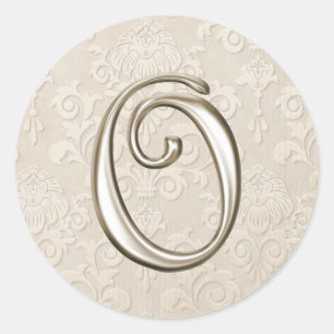 Silver Monogram Wedding Stickers - letter O