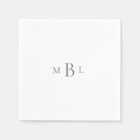 Silver Monogram White Elegant Wedding Cocktail