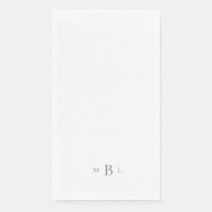 Silver Monogram White Elegant Wedding  Napkin