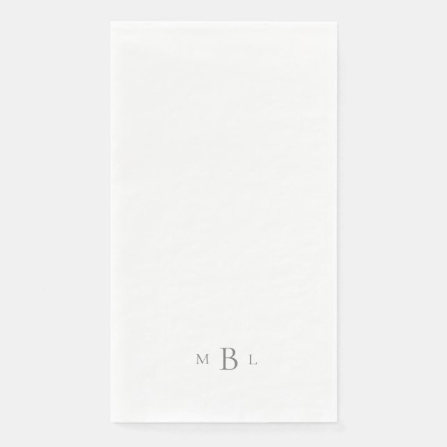 Silver Monogram White Elegant Wedding  Napkin (Front)