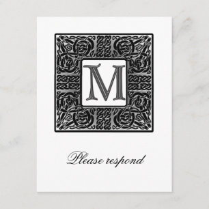 Silver Monogrammed Celtic Wedding RSVP Card