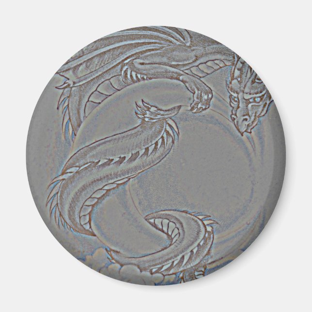 Silver Moon Dragon Magnet (Front)