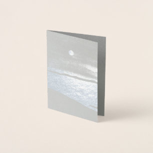 Silver Moon on Ocean Blank Card