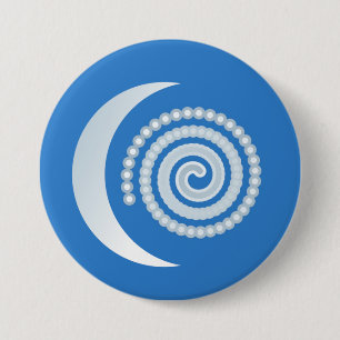 Silver Moon Spiral 7.5 Cm Round Badge