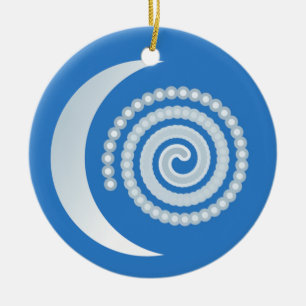 Silver Moon Spiral Ceramic Tree Decoration