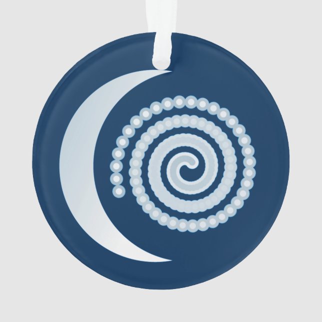 Silver Moon Spiral on dark blue Ornament (Back)