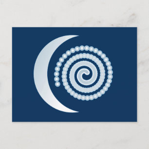 Silver Moon Spiral on dark blue Postcard