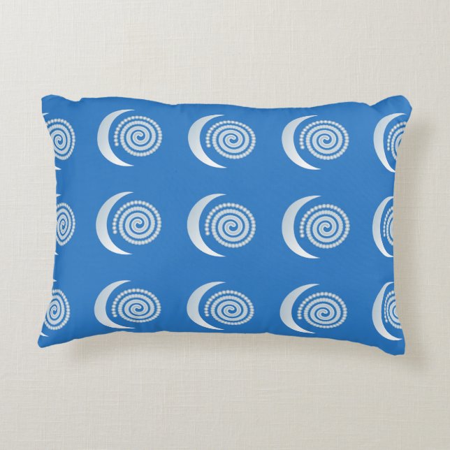 Silver Moon Spiral on deep blue Decorative Cushion (Back)
