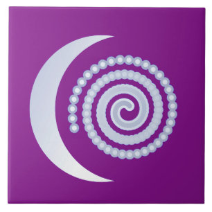 Silver Moon Spiral on purple Tile