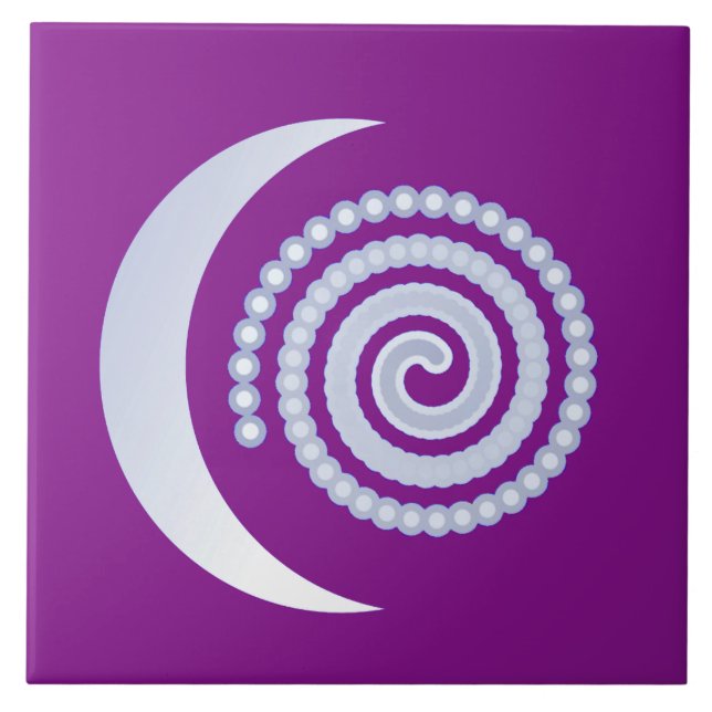 Silver Moon Spiral on purple Tile (Front)