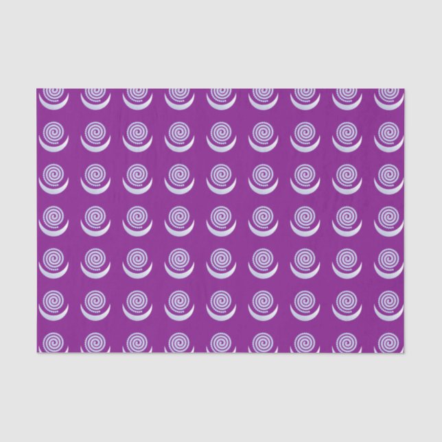 Silver Moon Spiral on purple Tissue Paper (Front)