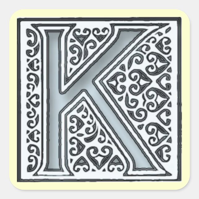 silver mosaic tiles monogram - square sticker (Front)