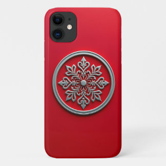 Silver Motif Circle on Red iPhone 11 Case
