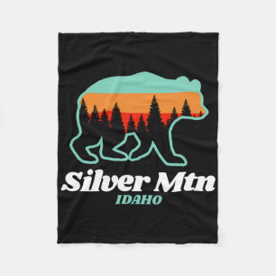 Silver Mountain Idaho Skiing Snowboarding Bear Fleece Blanket