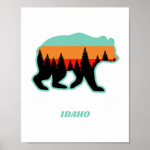 Silver Mountain Idaho Skiing Snowboarding Bear  Poster