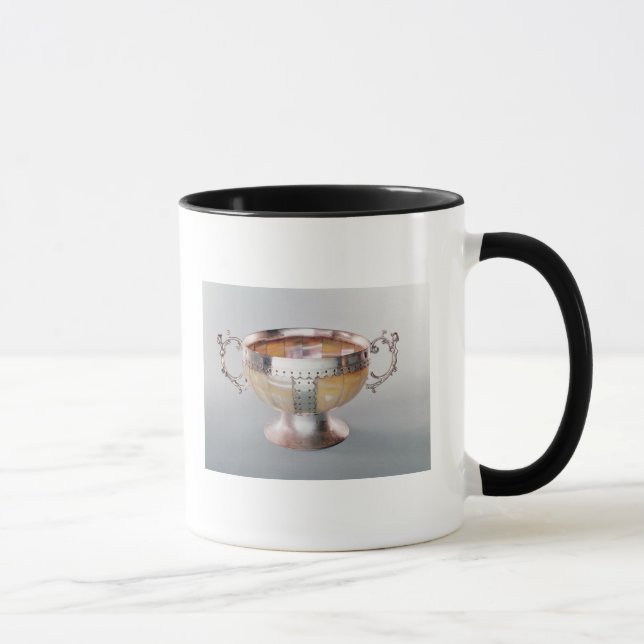 Silver mounted mother-of-pearl wassail bowl mug (Right)