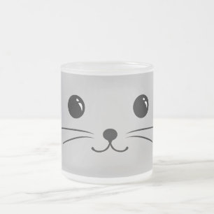 Silver Mouse Cute Animal Face Design Frosted Glass Coffee Mug