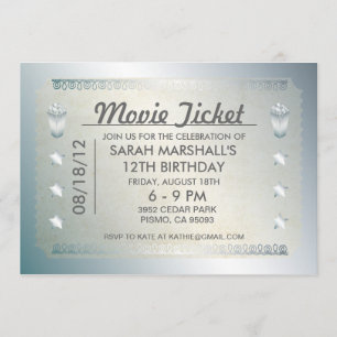 Silver Movie Ticket Invitation