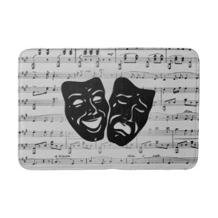 Silver Music and Theatre Masks Bath Mat