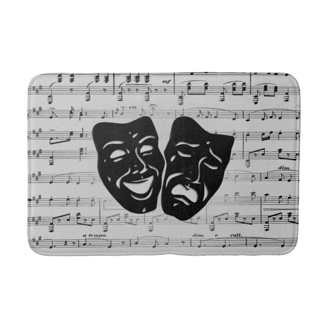 Silver Music and Theatre Masks Bath Mat (Front)