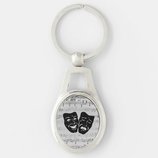 Silver Music and Theatre Masks Key Ring (Front)