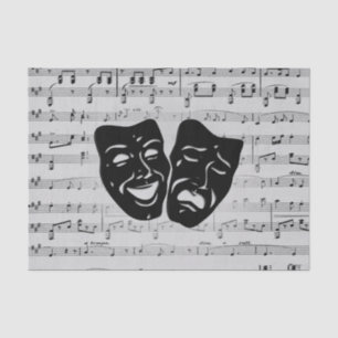 Silver Music and Theatre Masks Tissue Paper