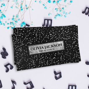 Silver Music Notes pattern Business Card