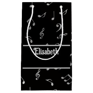 silver music notes small gift bag