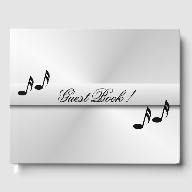 Silver Music Personalised Dated Guest Book (Front)