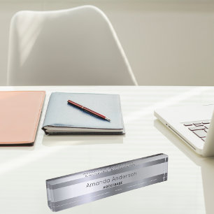 Silver name bossbabe fun humour nameplate