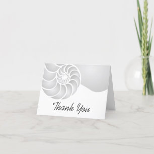 Silver Nautilus Shell Coastal Thank You Note Card