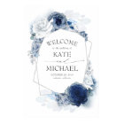 Silver Navy and Dusty Blue Floral Wedding Welcome 
