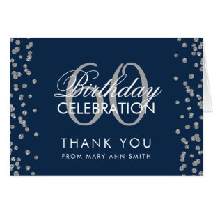 Silver Navy Blue 60th Birthday Thank you Confetti