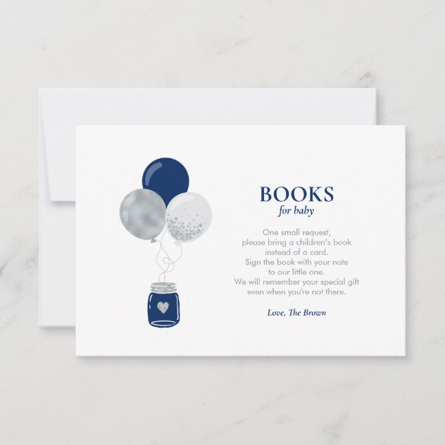 Silver Navy Blue Books for Baby, Book Request Card (Front)