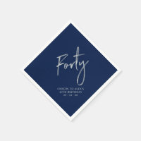 Silver & Navy Blue Forty 40th Birthday Party