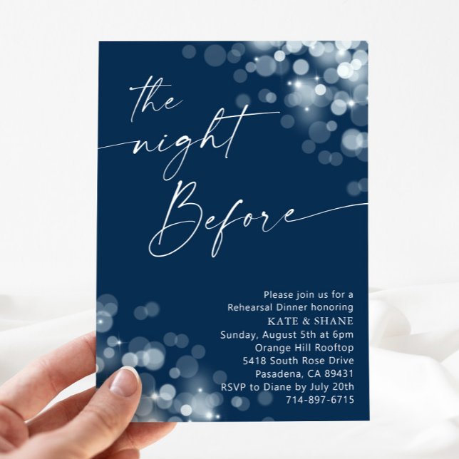 Silver & Navy Blue Rehearsal Dinner Invitation (Creator Uploaded)