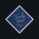 Silver & Navy Blue Twenty One 21st Birthday Party Napkin<br><div class="desc">This custom paper napkin will add stylish detail to your 21st birthday celebration. This design features simple chic silver lettering "Twenty One" with custom text. Matching invitations and party supplies are available in my shop BaraBomDesign.</div>