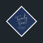 Silver & Navy Blue Twenty One 21st Birthday Party Napkin<br><div class="desc">This custom paper napkin will add stylish detail to your 21st birthday celebration. This design features simple chic silver lettering "Twenty One" with custom text. Matching invitations and party supplies are available in my shop BaraBomDesign.</div>