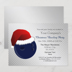 silver navy Corporate holiday Bowling party Invite