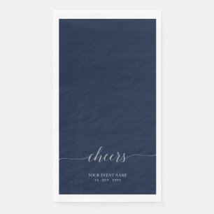 Silver & Navy Elegant Script Cheers Event Party Napkin