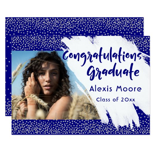 Silver & Navy Graduation Announcement w/ Picture