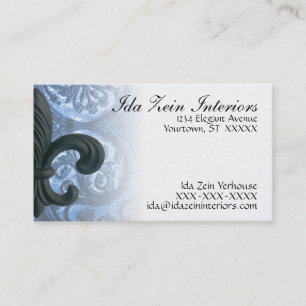 "silver/navy" iron fleur de lis Custom Business Ca Card