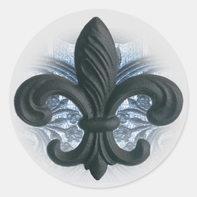 silver/navy "iron fleur de lis" invitation seals (Front)