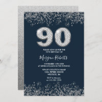 Silver & Navy Mens Womans 90th Birthday Party