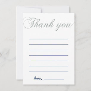Silver & Navy Modern Boy Party Thank You Note Card
